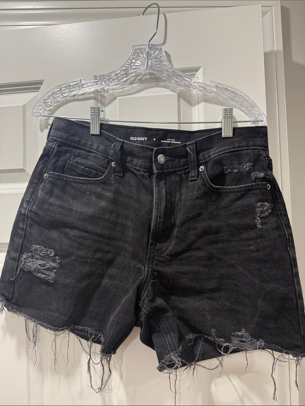 Old Navy Black Distressed Denim Shorts